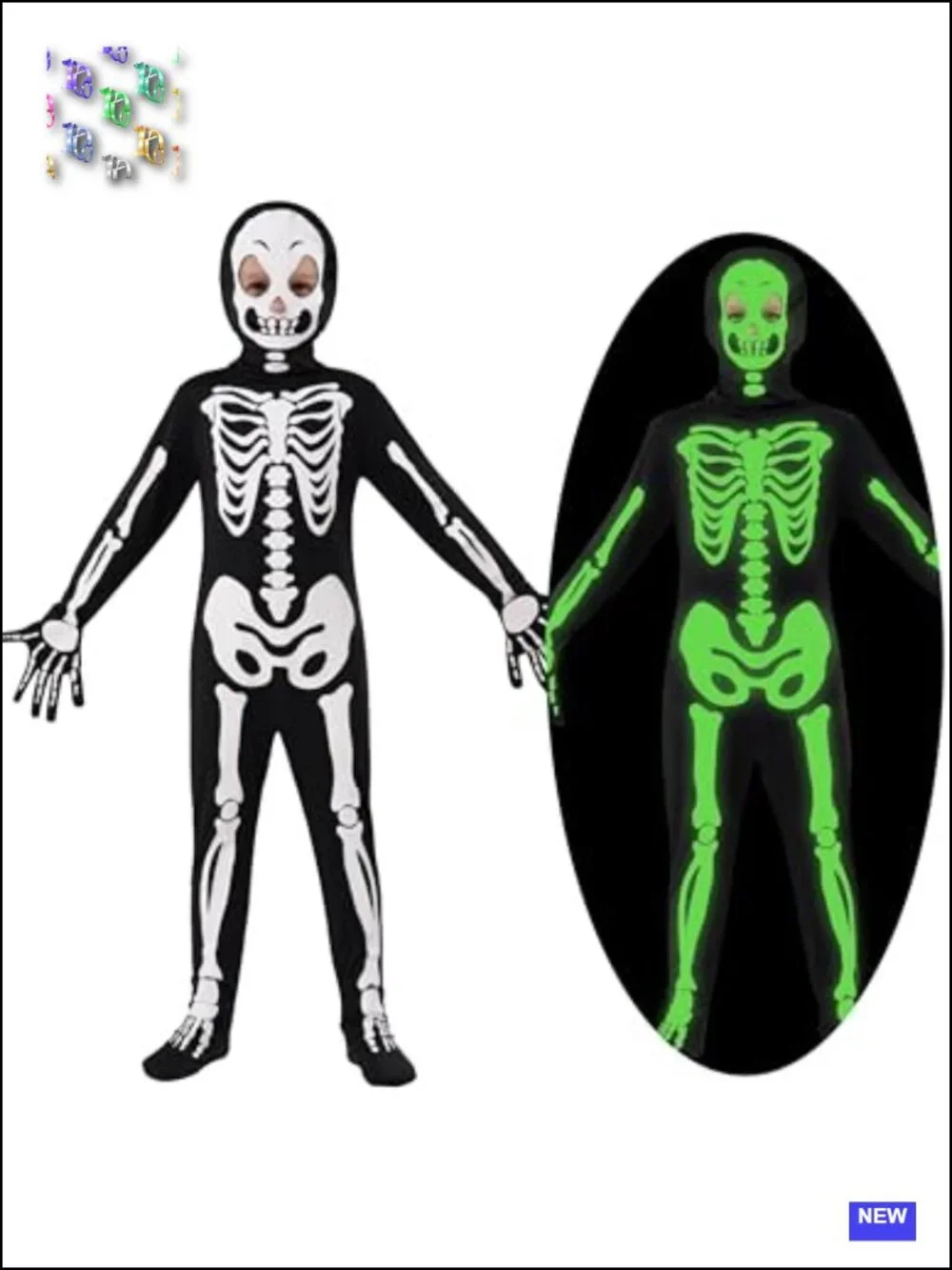 Glow in the Dark Skeleton Costume Jumpsuit for Kids Halloween